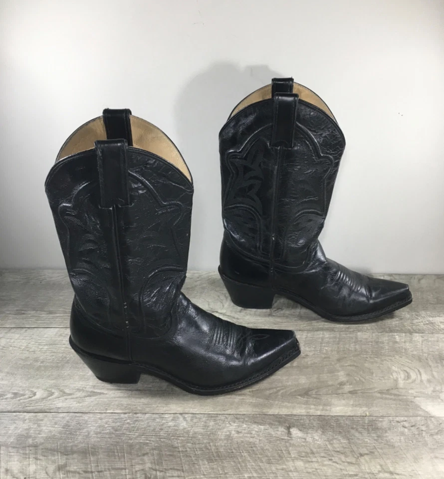 Botas occidentales Justin L4903 de cuero negras London con punta de becerro corta J4 para mujer talla 8,5 Foto 2 de 4