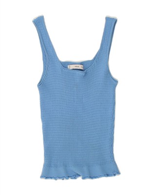 MANGO Womens Crop Vest Tank Top UK 18 XL Blue CF07