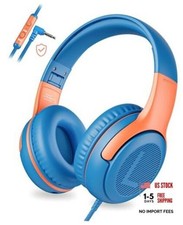 Kids Headphones Wired Toddler Headphones with Microphone, Over-Ear BlueOrange