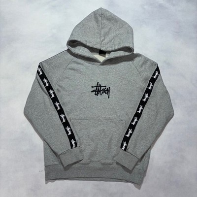 Vintage Stussy Hoodie Men's Medium Gray Black Tape Logo