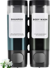 Shampoo Conditioner Shower Soap Dispenser 2 Chamber Wall Mount Black 