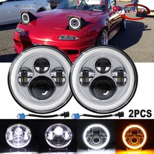 7 Inch Chrome Led Headlight Hilo Beam With Halo Angel Eye For Mazda Rx7 Miata 7 Inch Chrome Led Headlight Hilo Beam With Halo Angel Eye For Mazda Rx7 Miata