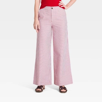 Women Luxe Linen Trousers - A New Day Red 16