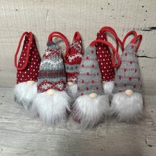 Set of 6 Cloth Gnome Christmas Ornaments