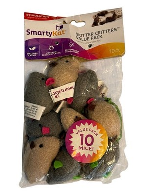 10 Cat Chase Toys Smarty Kat Skitter Critters Value Pack - Mice with Catnip