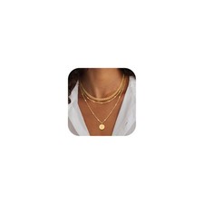Layered Initial Necklaces for Women 14K Gold Plated Letter A-Z Medium,