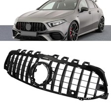für Mercedes GT LOOK Grill A-KLASSE W177 V177 GLANZ SCHWARZ Kühlergrill Gitter