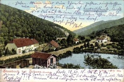 Ak Stambach bei Saverne Zabern Elsass Bas Rhin, Totalansicht, Bahnhof - 11028145