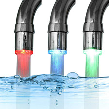 Color Changing LED Faucet Light - 3-Color Temperature for Kitchen  Bath