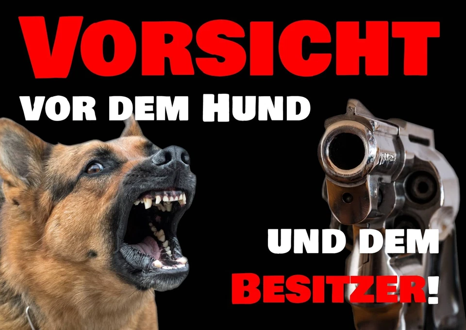Warnschild VORSICHT vor dem HUND und dem BESITZER A3 Achtung Hundeschild Warnung - Bild 2 von 2
