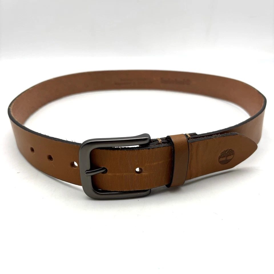 Cinturón Timberland vintage años 90 00 cuero genuino tostado para hombre 33-37" hecho en EE. UU. Foto 3 de 4