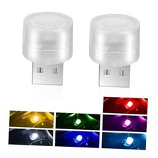 USB Plug Lights, Mini RGB Color-Changing LED Car 2 PCS Multicolored 2PCS