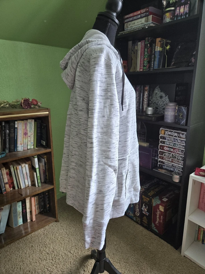 Sudadera con capucha Tek Gear blanca estampada con cremallera y ribete negro XXL Foto 4 de 4