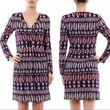 Tory Burch Small Fantasy dress Printed v neck long sleeve spring fern office
