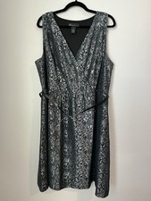 Women s Black/ Silver V Neck Dress Sleeveless Fit n Flare Lane Bryant 20