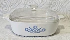 vintage Corning Ware Blue Cornflower Covered Casserole P-1-B flame w/ Pyrex Lid