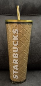2024 STARBUCKS Holiday Metallic Gold  Quilted Venti Tumbler Cold Cup  24 oz NEW