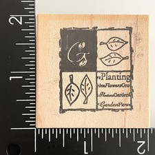 Stampotique 4 Square Graphic Garden Planting Leaf Wood Mounted Rubber Stamp