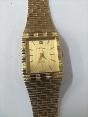PIERRE CARDIN 18K VERGOLDET HERREN DRESS CHAMPAGNER ZIFFERBLATT QUARZUHR GEBRAUCHT 
