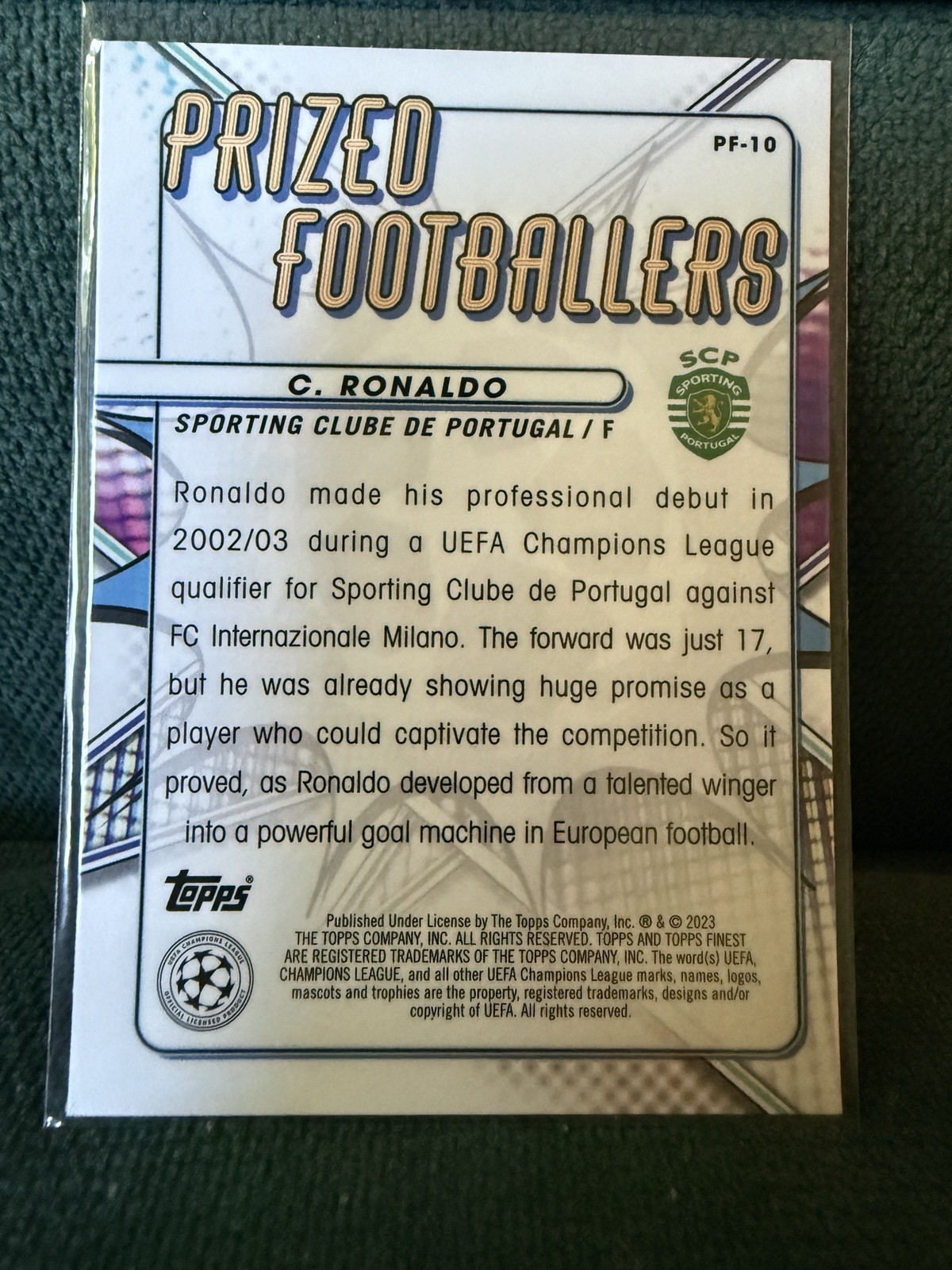 2022-23 Topps Finest UEFA Cristiano Ronaldo Prized Footballers #PF-10 Refractor view 2