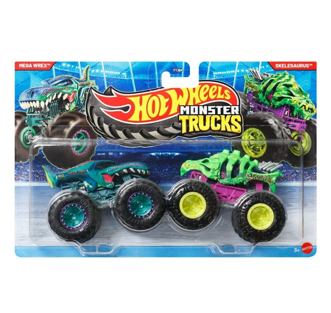 HOT WHEELS MONSTER TRUCKS 2026 MEGA WREX & SKELESAURUS 2 PK 1:64