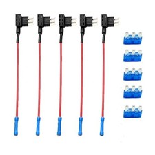 15A Car Add-a-Circuit Fuse Tap Adapter with 5 Pcs 15 Amp Micro 3 Blade Fuses Kit
