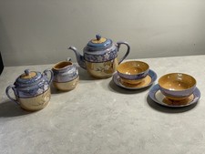 Lusterware Japanese Tea Set 9 Pieces Tea Pot, Sugar Creamer Cups
