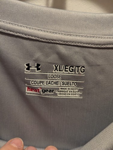 Under Armour Mens XL Silver Short Sleeve Red/White Logo Athletic Fabric Shirt - Picture 5 of 10