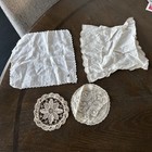 Vintage Crochet Doily Beige/White Square/round Lot of 4 Linen/cotton — photo 1