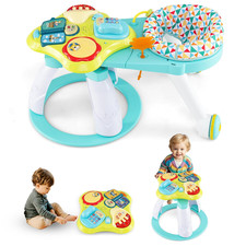 3 in 1 Walk around Baby Activity Center, Baby Walker with Play Table, Wheels, De