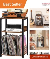 3 Tier Record Player Stand with Storage for Vinyl Albums Living Room Bedroom