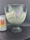 Roseville Pottery - Freesia Vase - Green/ Blue w/ Purple & White Flowers #196-8”