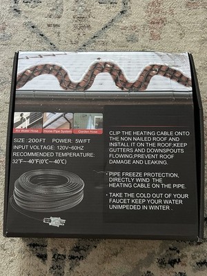 200FT self regulating heating cable, for roof, gutters, pipe. freeze protection