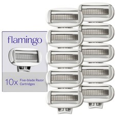 Flamingo Women's Razor Blade Refill Cartridges 10 Count 5-Blade Shaving Razors .