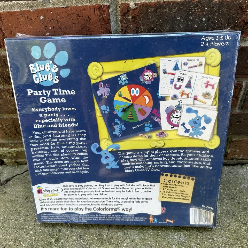 复古 Blue’s Clues Party Time Game 1998 Nick Jr 3 岁以上 2-4 玩家未拆封 — 第 2/4 张图片