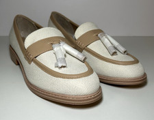 Franco Sarto Women's Carolynn Beige Canvas Loafer Tassel Sz 8.5 See Description