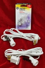 2 Christmas Village Light Cord Replacement Lot With New Bulbs On / Off Switch