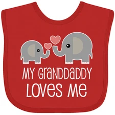 Inktastic Grandaddy Loves Me Grandchild Baby Bib Animal Clothing Infant Hws