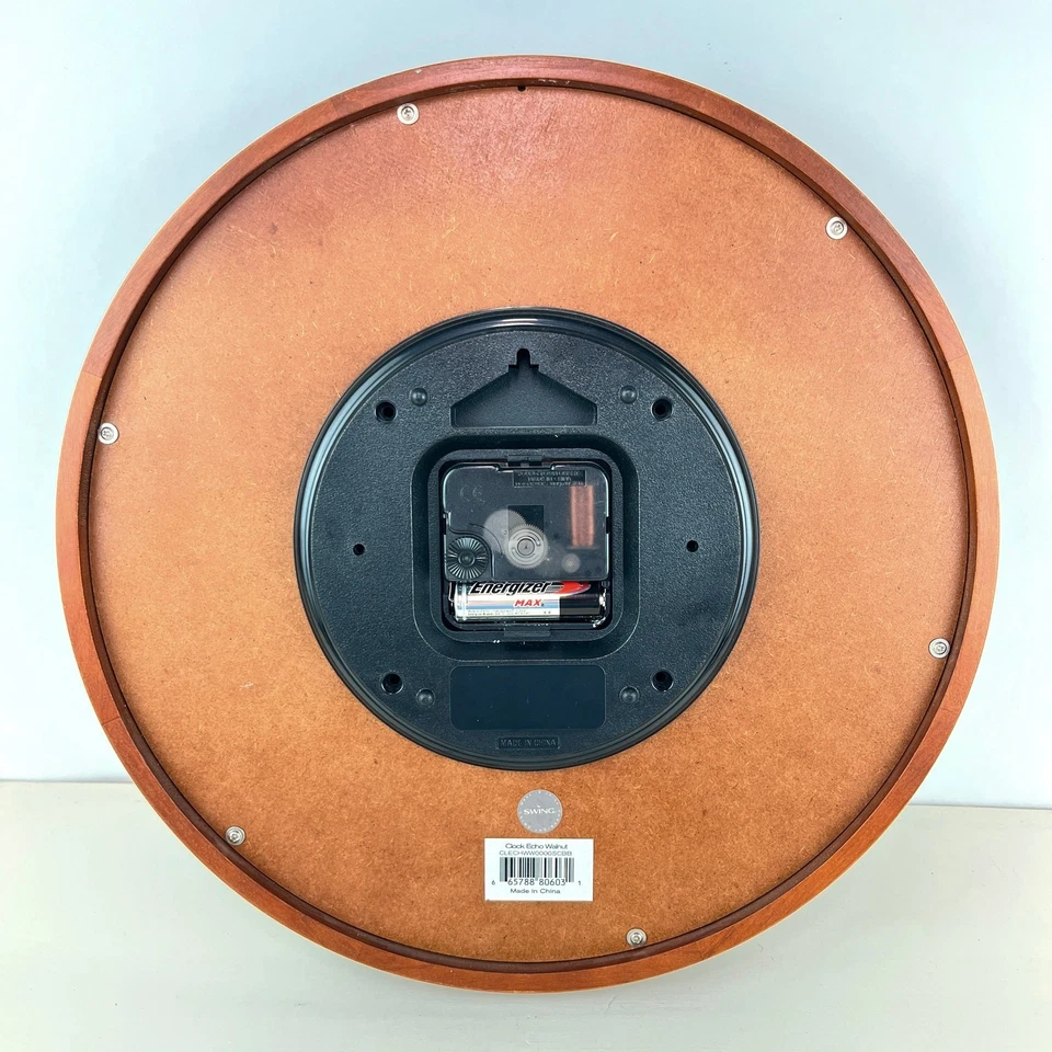 Swing Wall Clock Echo Walnut MCM Style Wood Frame - Image 4 of 4