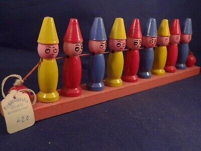 Vintage RARE TOY small wooden bowling set in elf wood Old french store 1940 | eBay