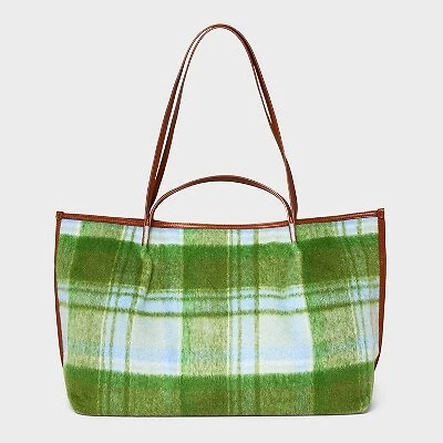 Plaid hot sale tote handbags