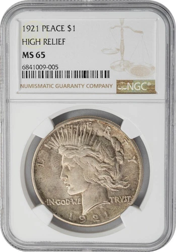 1921 Peace Silver Dollar $ High Relief MS65 NGC 950066-31