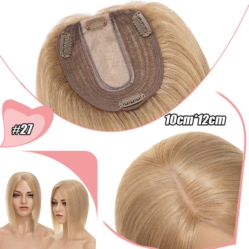 Silk Lace Mono Top Toupet 100% Remy Echthaar Topper Clip in For Thinning Crown - Bild 31 von 36