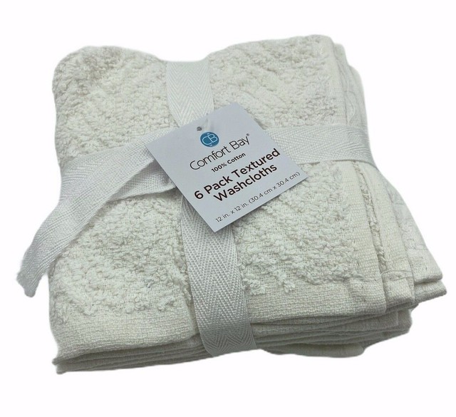 Comfort Bay 100 Cotton 6 Pack Textured Washcloths 12 in x 12 in eBay