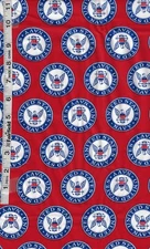 Red Military Navy Seal Badges by Springs Industries bty