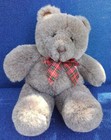Dakin 14" Vintage 1990 Frosted Silvery Brown Bear Plush With Bow