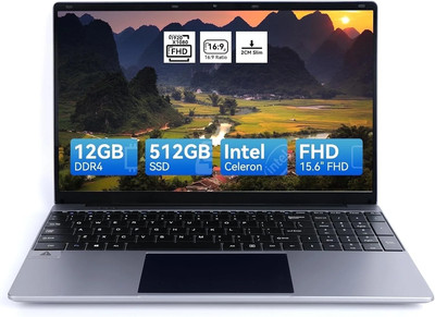 15.6'' Laptop, 12GB RAM, 512GB SSD, Intel N5095, FHD Display, Bluetooth, 5G Wifi