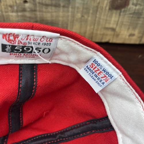 Vtg 90s Texas Rangers New Era Pro Model Diamond Collection 7 1/4 Red Wool Hat - Picture 7 of 10