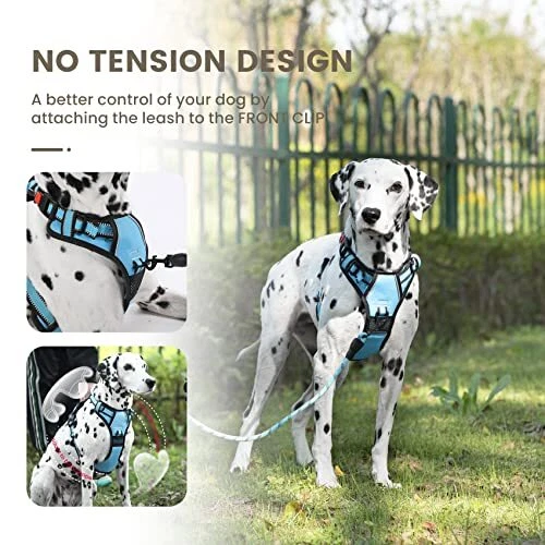Dog Harness | No Pull Dog Harness | Reflective Oxford | Padded Large Blue