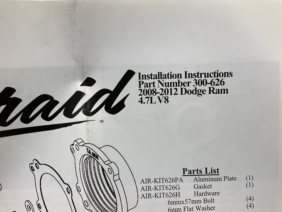 Espaciador de carrocería de acelerador de rendimiento Airaid 300-626 para 08-12 Dodge Ram 1500 4,7 L V8 Foto 4 de 4